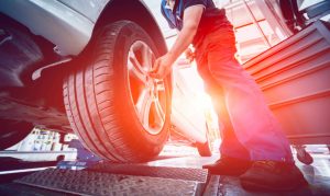 foto di gomma per auto installata