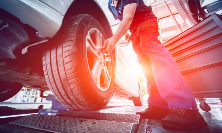 foto di gomma per auto installata